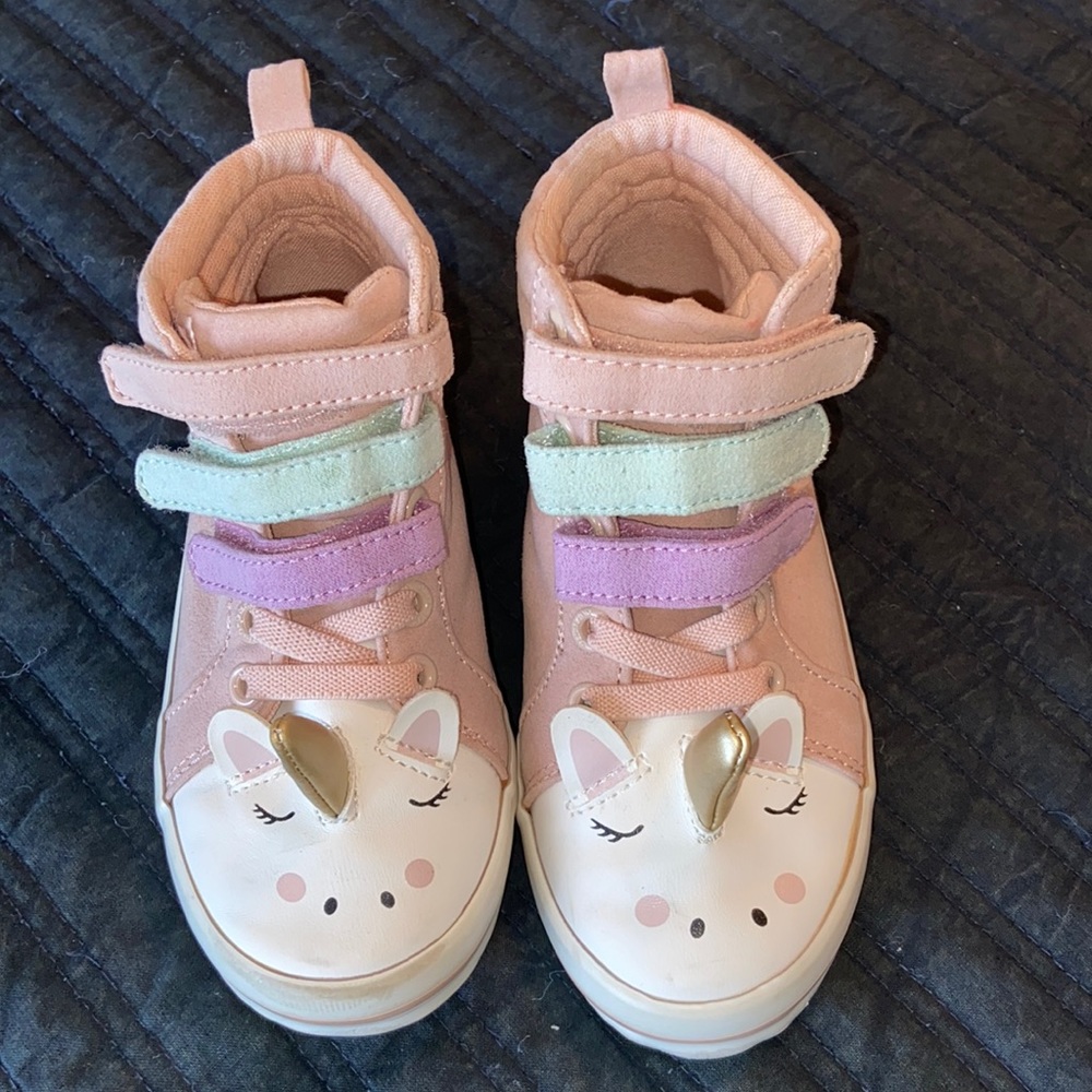 Pink Unicorn Faux Suede Tennis Shoes